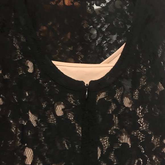 Jessica Simpson Black Lace Overlay Ruffle LBD 12 - Picture 4 of 7